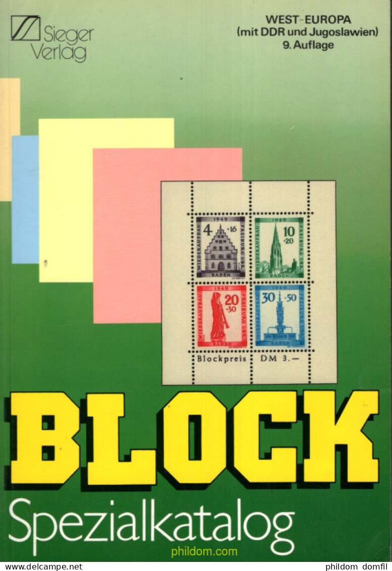 Sieger Spezial-Katalog Block Spezialkatalog Europäische Blocks 9. Auflage West-Europa Mit DDR Und Jugoslwaien - Temáticas