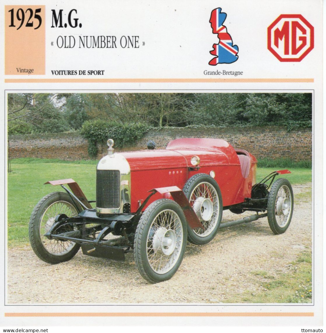 Fiche  -  Voiture De Sport  -  M.G. ''Old Number One''  (1925)   -  Carte De Collection - Cars