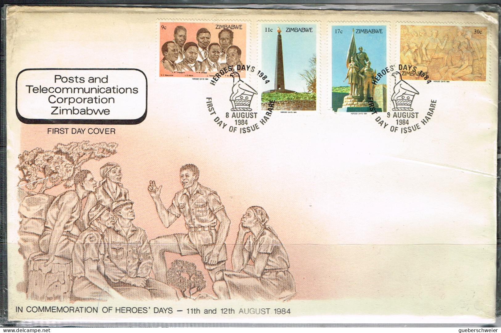 IND L 9 - ZIMBABWE N° 67/70 Journée Des Héros Sur FDC - Zimbabwe (1980-...)