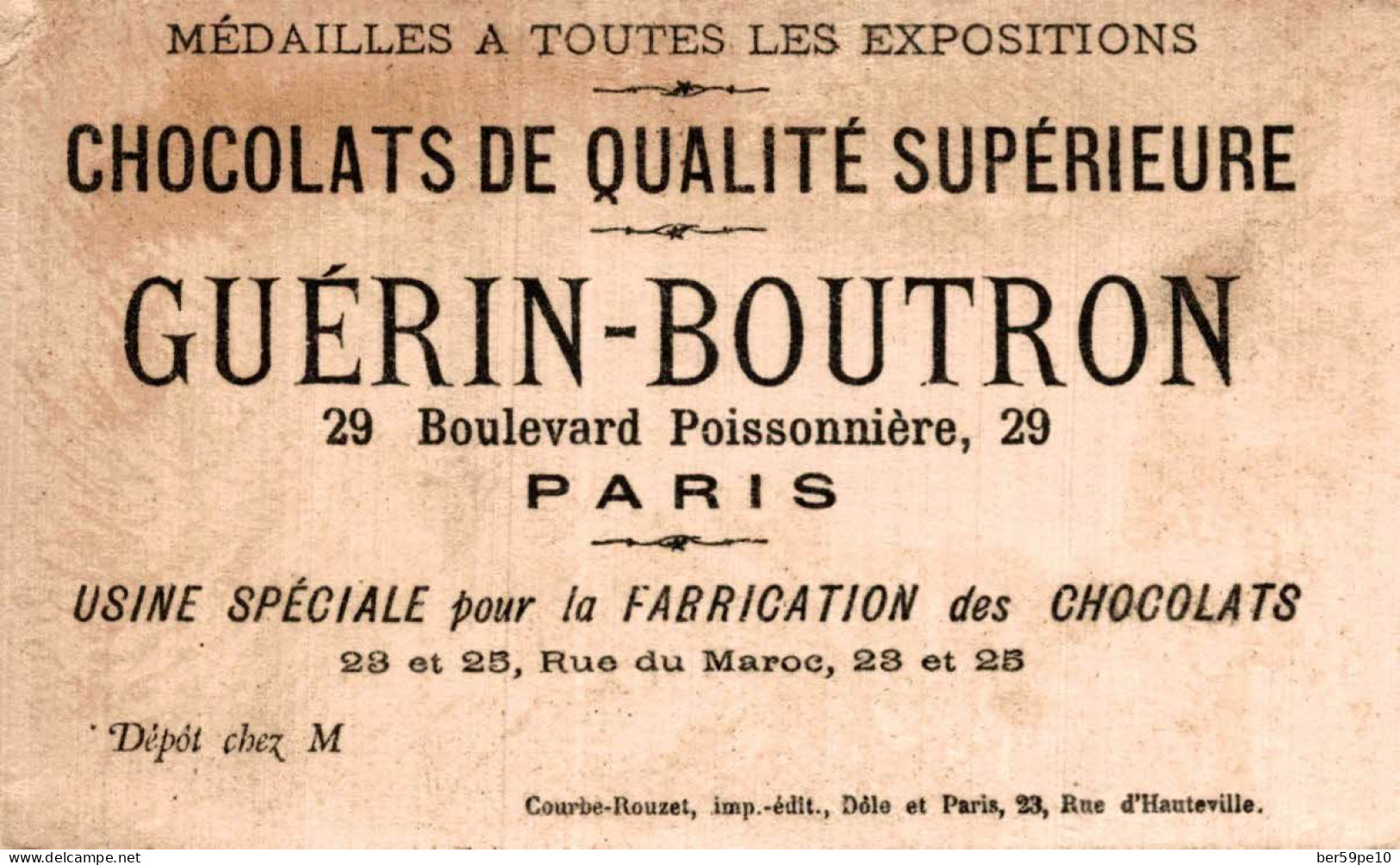 CHROMO CHOCOLAT GUERIN-BOUTRON (3) VOICI UN MOTIF CHARMANT - Guérin-Boutron