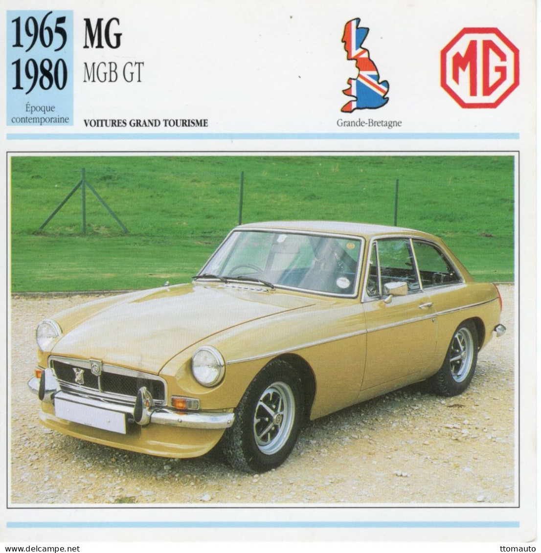 Fiche  -  Voiture Grand Tourisme -  M.G. MGB GT (1966)   -  Carte De Collection - Cars