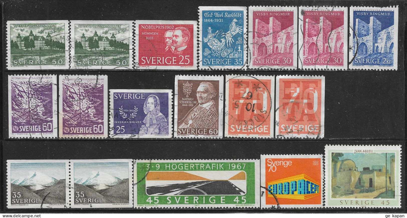 1962-1969 SWEDEN Set Of 18 Used Stamps (Scott # 614,617,642,677,678,680,686,693,717,719,734,816,821c) CV $7.50 - Used Stamps