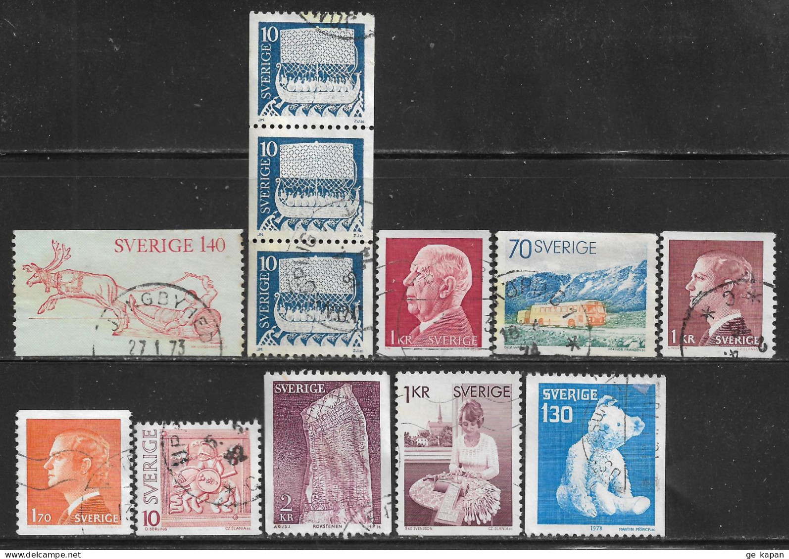 1972-1978 SWEDEN Set Of 12 Used Stamps (Scott # 751B,955,960,991,1070,1075,1112,1120,1156,1266) CV $2.55 - Oblitérés