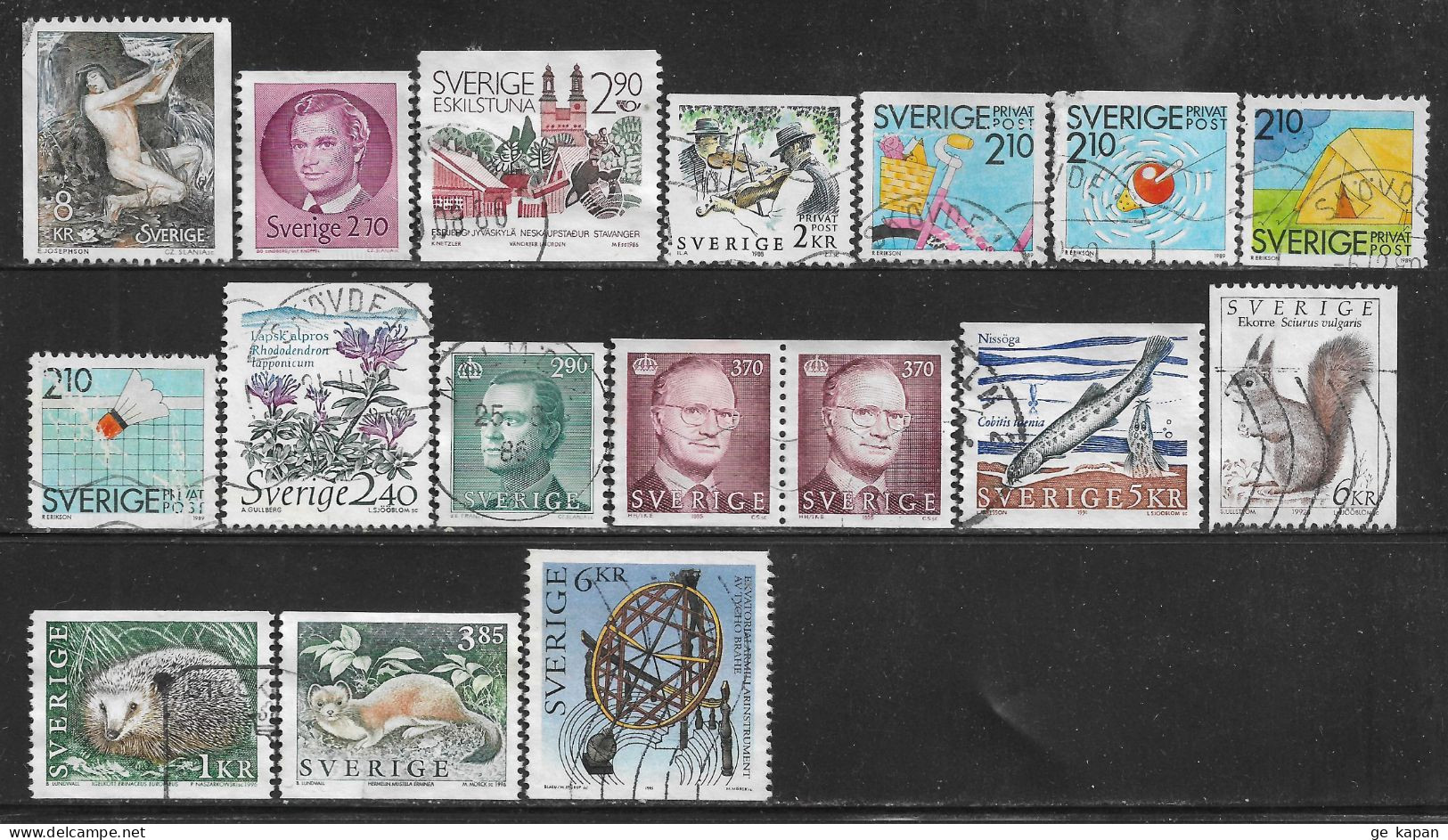1980-96 SWEDEN 17 Used Stamps (Sc.# 1340,1372,1604,1685,1741,1743,1744,1746,1762,1785,1787,1869,1933,1926,1931) CV $7.95 - Oblitérés