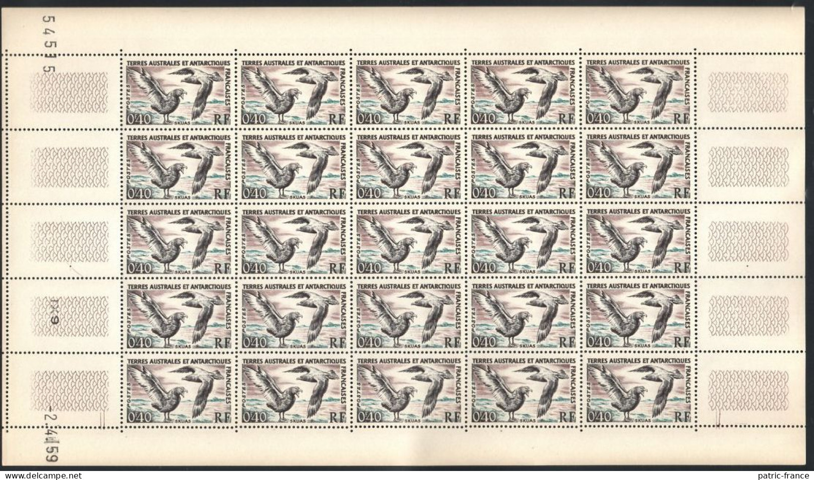 TAAF 1959 - N°13 Skuas En Feuille Complète ** Avec Variété - Neufs