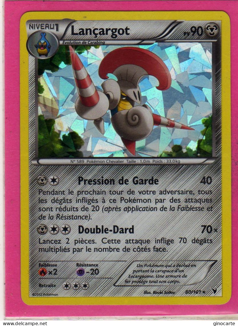 Carte Pokemon Francaise 2012 Noir Et Blanc Nobles Victoires 80/101 Lancargot 90pv Holo Bon Etat - Noir & Blanc