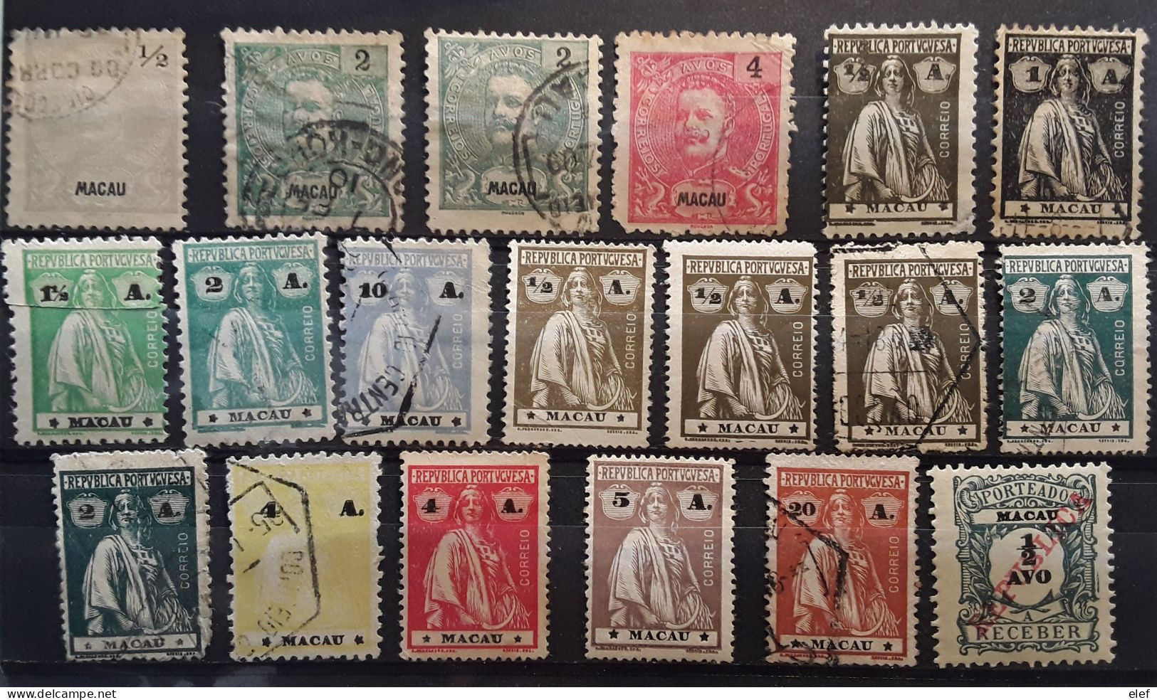 MACAO MACAU,Portugal, 1898 - 1924  Lot De 19 Timbres Anciens Carlos I ,CERES Dont Taxe , Neufs * / Obl ,BTB Cote 51 E - Andere & Zonder Classificatie