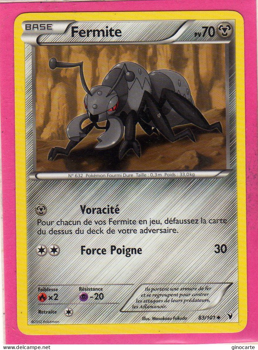 Carte Pokemon Francaise 2012 Noir Et Blanc Nobles Victoires 83/101 Fermite 70pv Neuve - Noir & Blanc