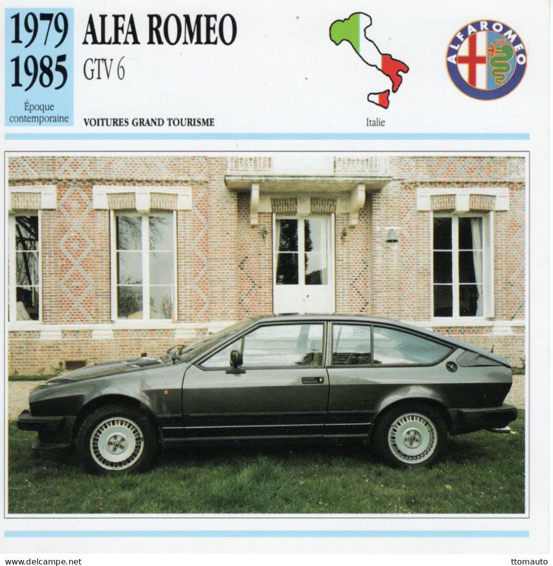 Fiche  -  Voiture Grand Tourisme -  Alfa Romeo GTV6 (1980)  -  Carte De Collection - Cars