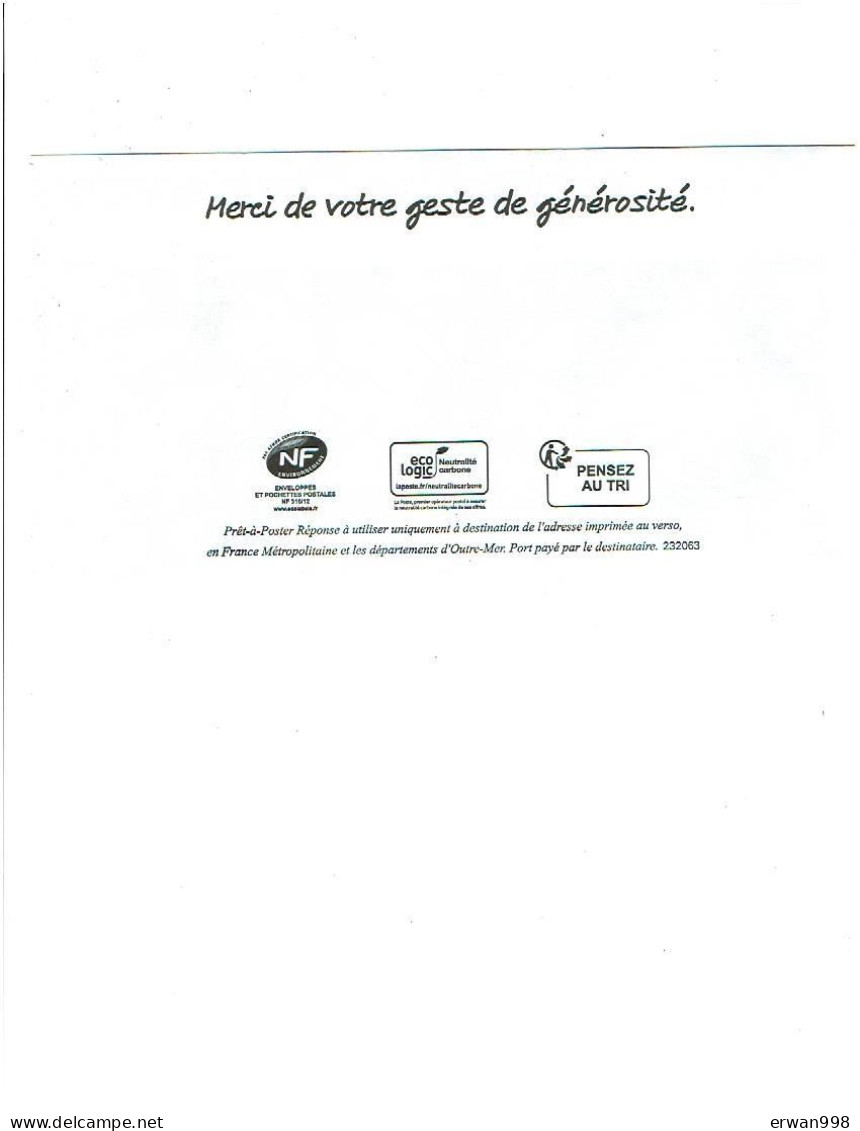 59 LILLE   PAP  Postréponse PRIO - L'Engagée - Secours Catholique 232063   (970) - PAP: Ristampa/Marianne L'Engagée