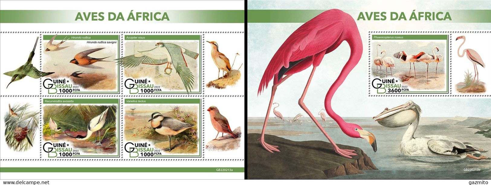 Guinea Bissau 2022, Animals, Birds Of Africa, 4val In BF+BF - Pájaros Cantores (Passeri)