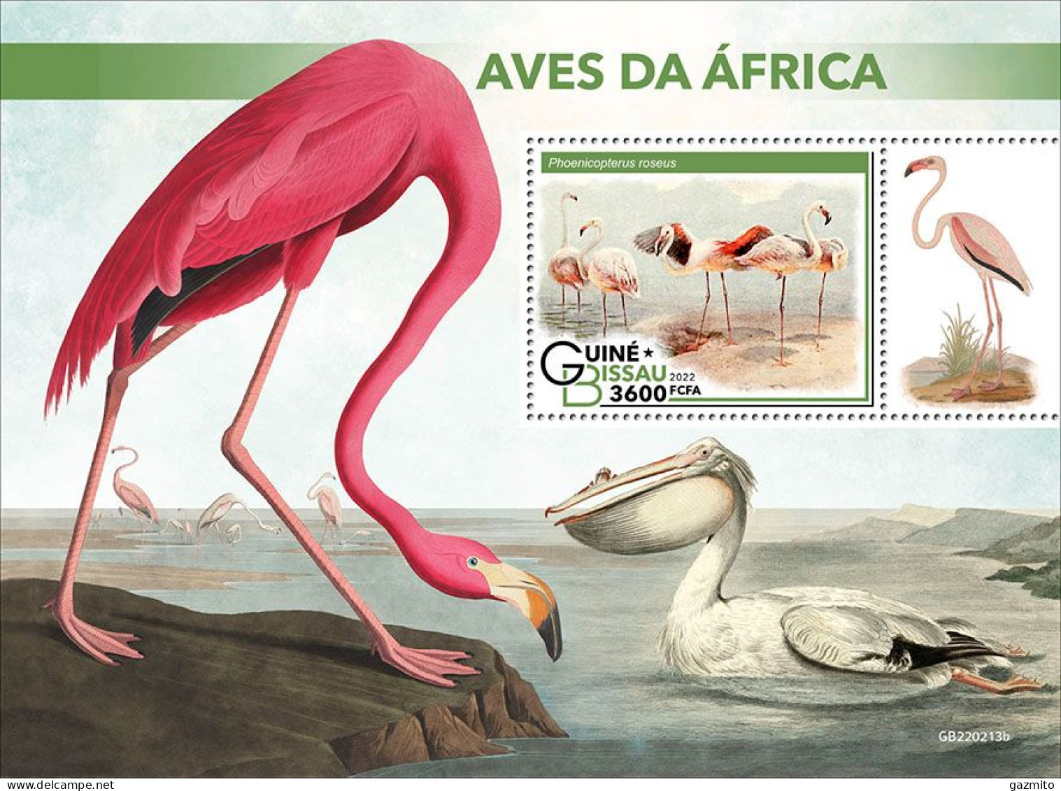 Guinea Bissau 2022, Animals, Birds Of Africa, Flamingo, BF - Pelícanos