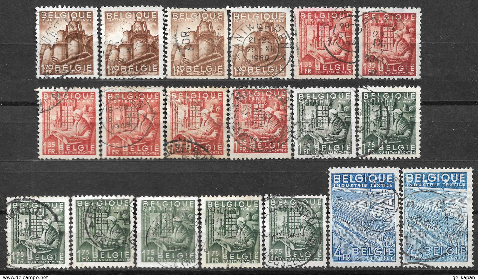 1948 BELGIUM Set Of 19 USED STAMPS (Michel # 805,806,808,813) - 1948 Esportazione