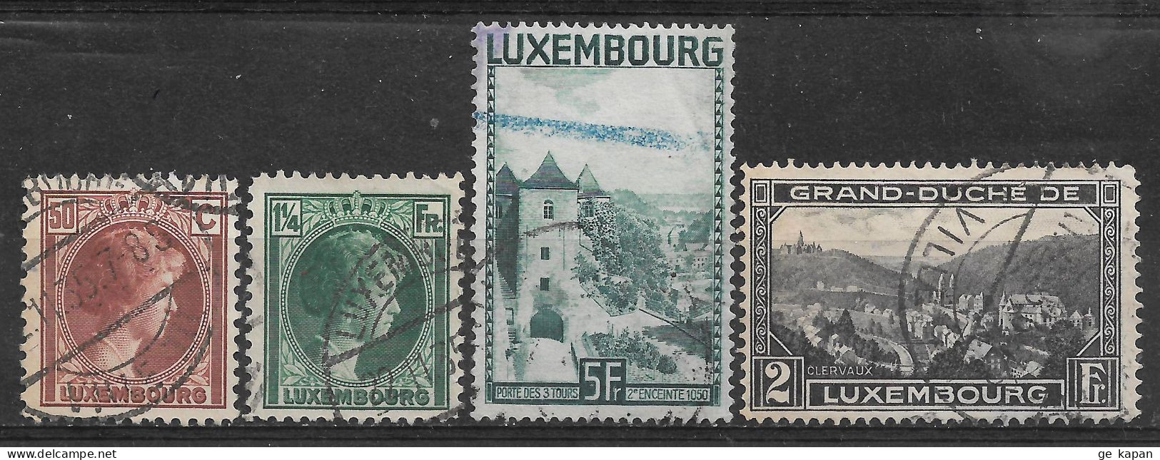 1926-1934 LUXEMBOURG Set Of 4 Used Stamps (Scott # 170,182,194,198) CV $4.40 - Usati