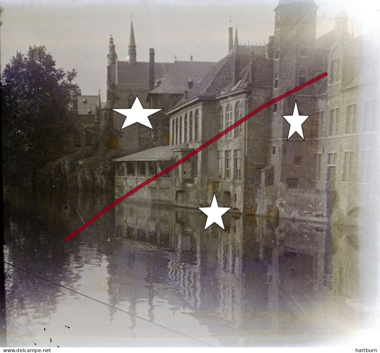 Glasplaat. Rozenhoedkaai (Rosary Quay) Quay Of The Rosary, Brugge - Bruges - Glasdias