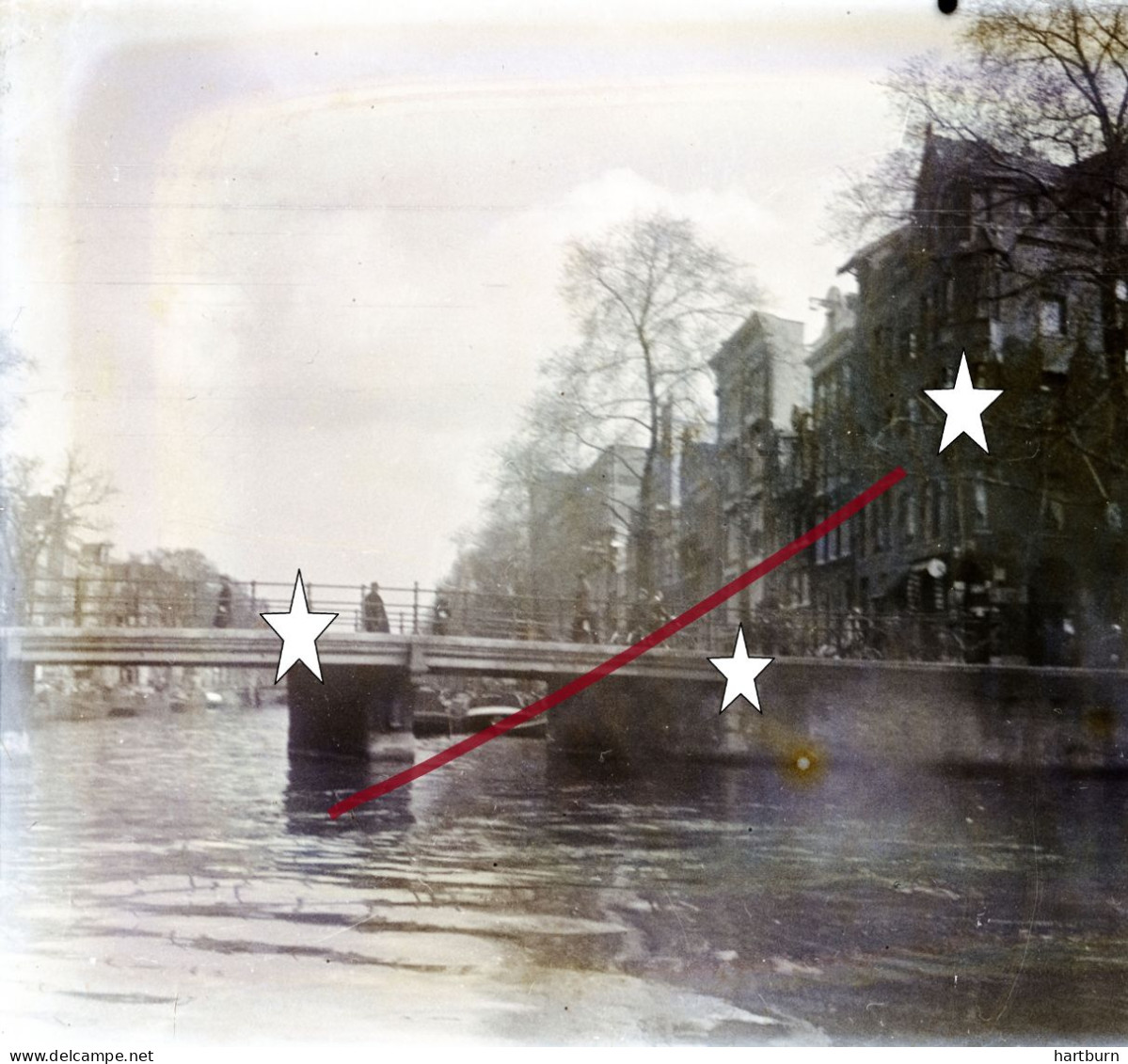 Glasplaat. Het Singel In Amsterdam Met De Corsgenbrug - Plaques De Verre