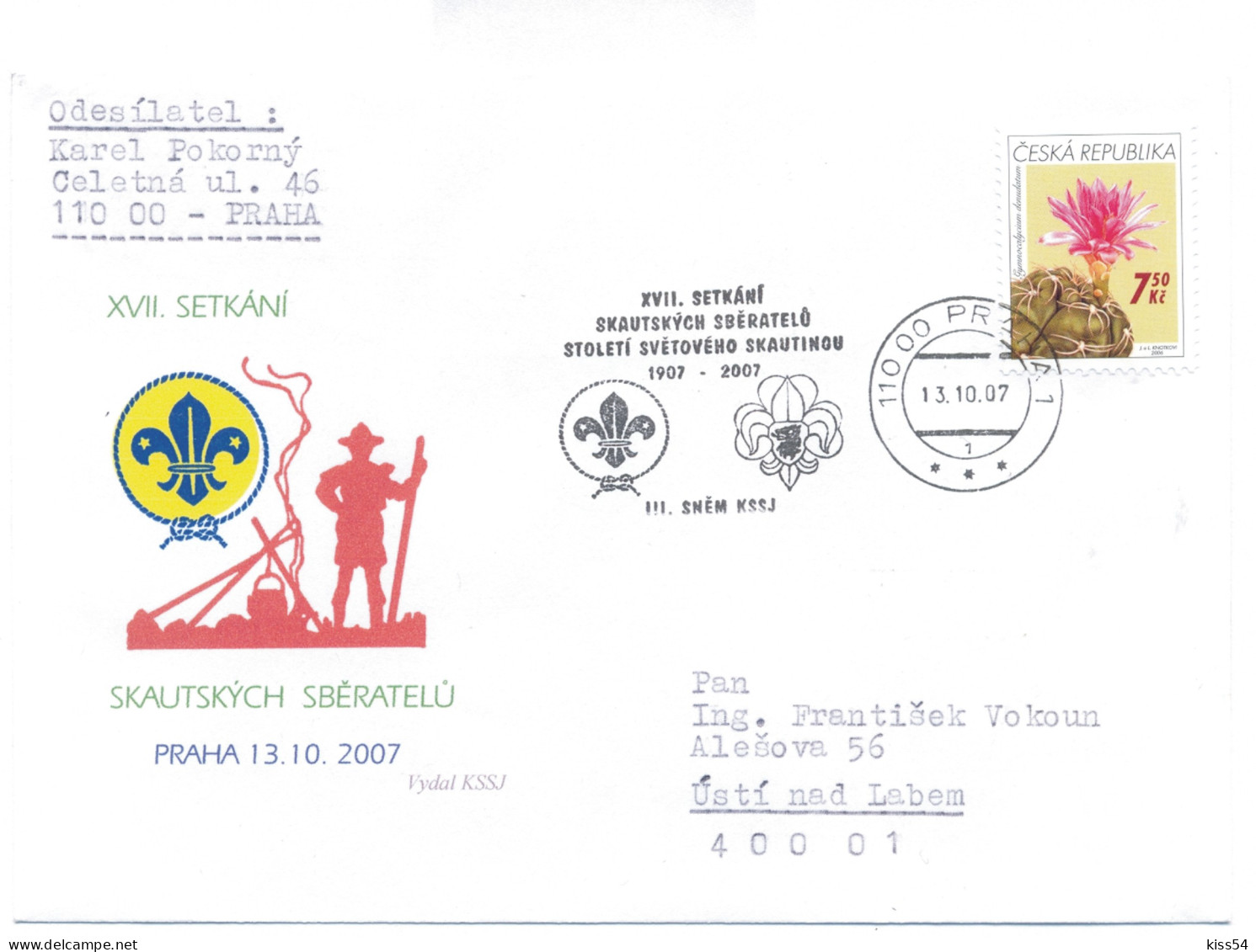 SC 28 - 416 CZECH, Scout - Cover - Used - 2007 - Storia Postale