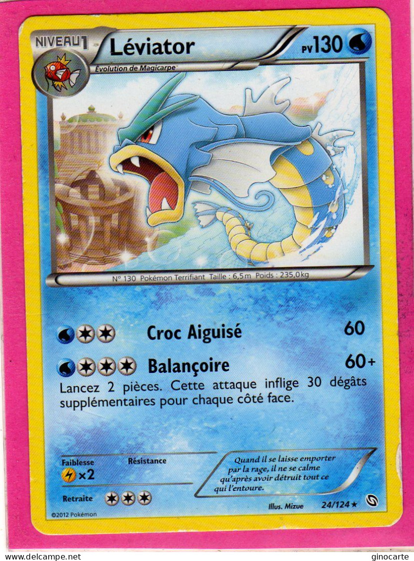 Carte Pokemon Francaise 2012 Noir Et Blanc Dragons Exaltés 24/124 Leviator 130pv Bon Etat - Black & White