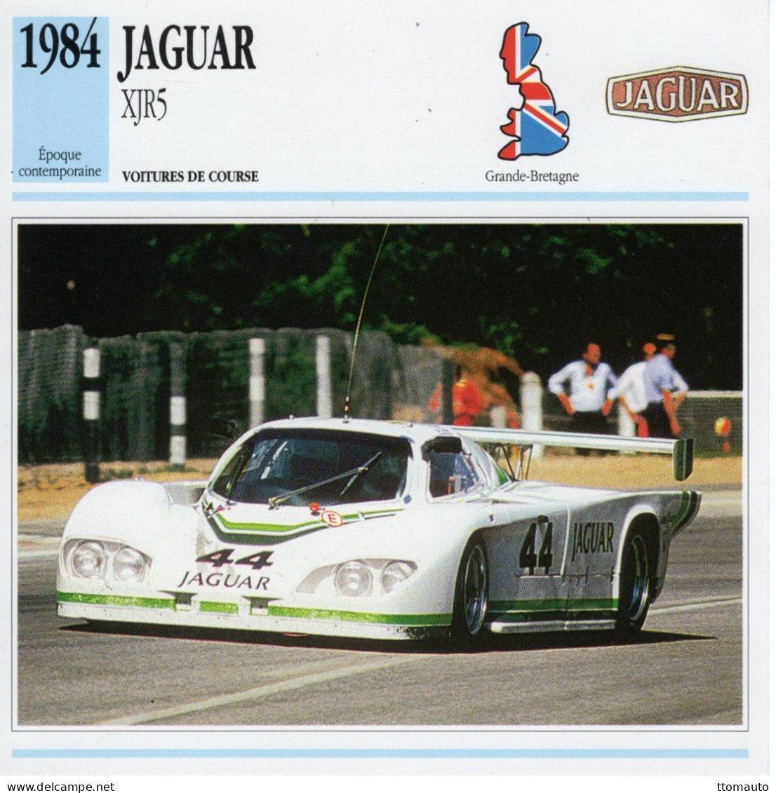 Fiche  -  Voiture De Course Le Mans  1984 -  Jaguar XJR5 - Pilotes: Redman/Tullius/Bundy   -  Carte De Collection - Autos