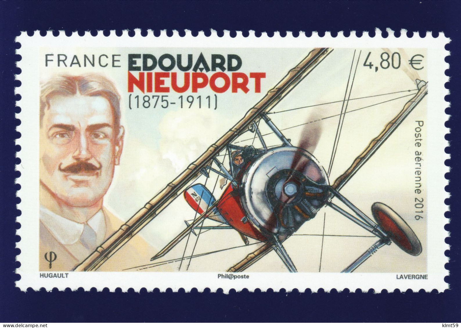 Carte Timbre Poste Aérienne Edouard Nieuport De 2016 - Briefmarken (Abbildungen)