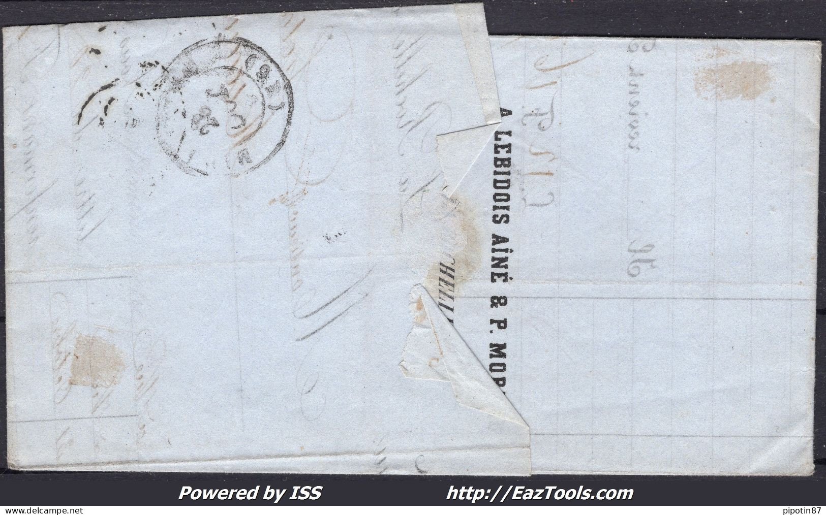 FRANCE N°10 SUR LETTRE AVEC PC 2706 LA ROCHELLE CHARENTE INF + CAD DU 22/10/1853 - 1852 Louis-Napoléon