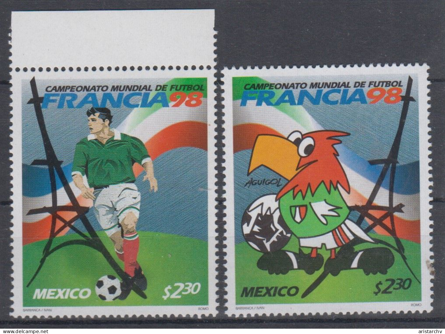 MEXICO 1998 FOOTBALL WORLD CUP S/SHEET AND 2 STAMPS - 1998 – Frankreich