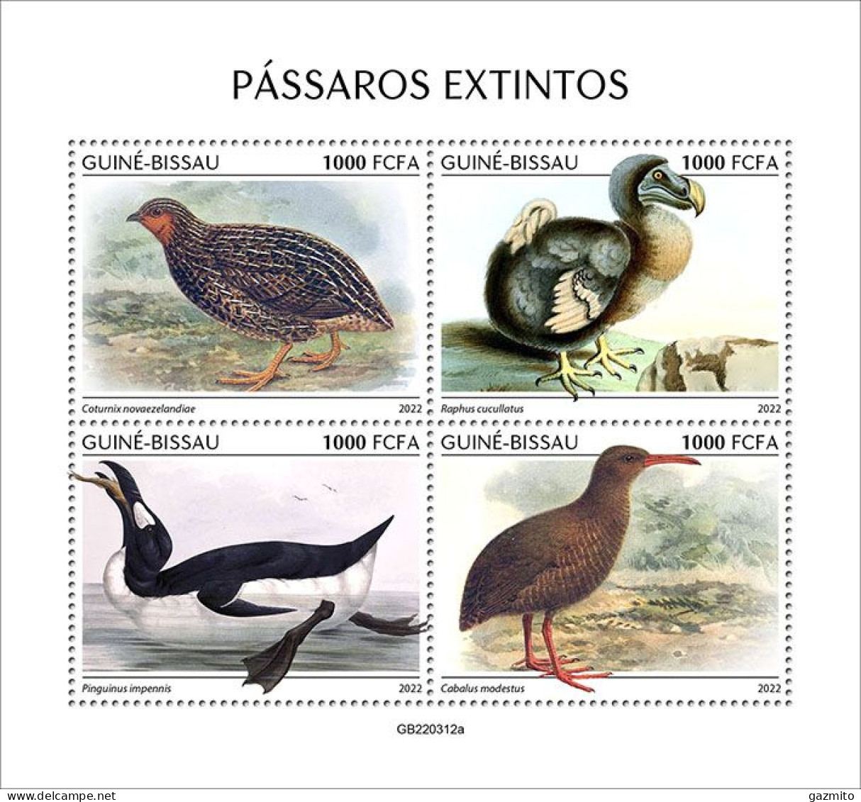 Guinea Bissau 2022, Animals, Extinct Birds, Penguin, 4val In BF - Penguins