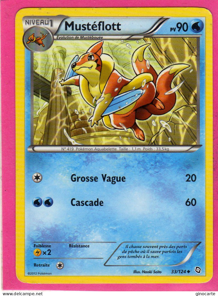 Carte Pokemon Francaise 2012 Noir Et Blanc Dragons Exaltés 33/124 Musteflott 90pv Bon Etat - Schwarze Und Weiße