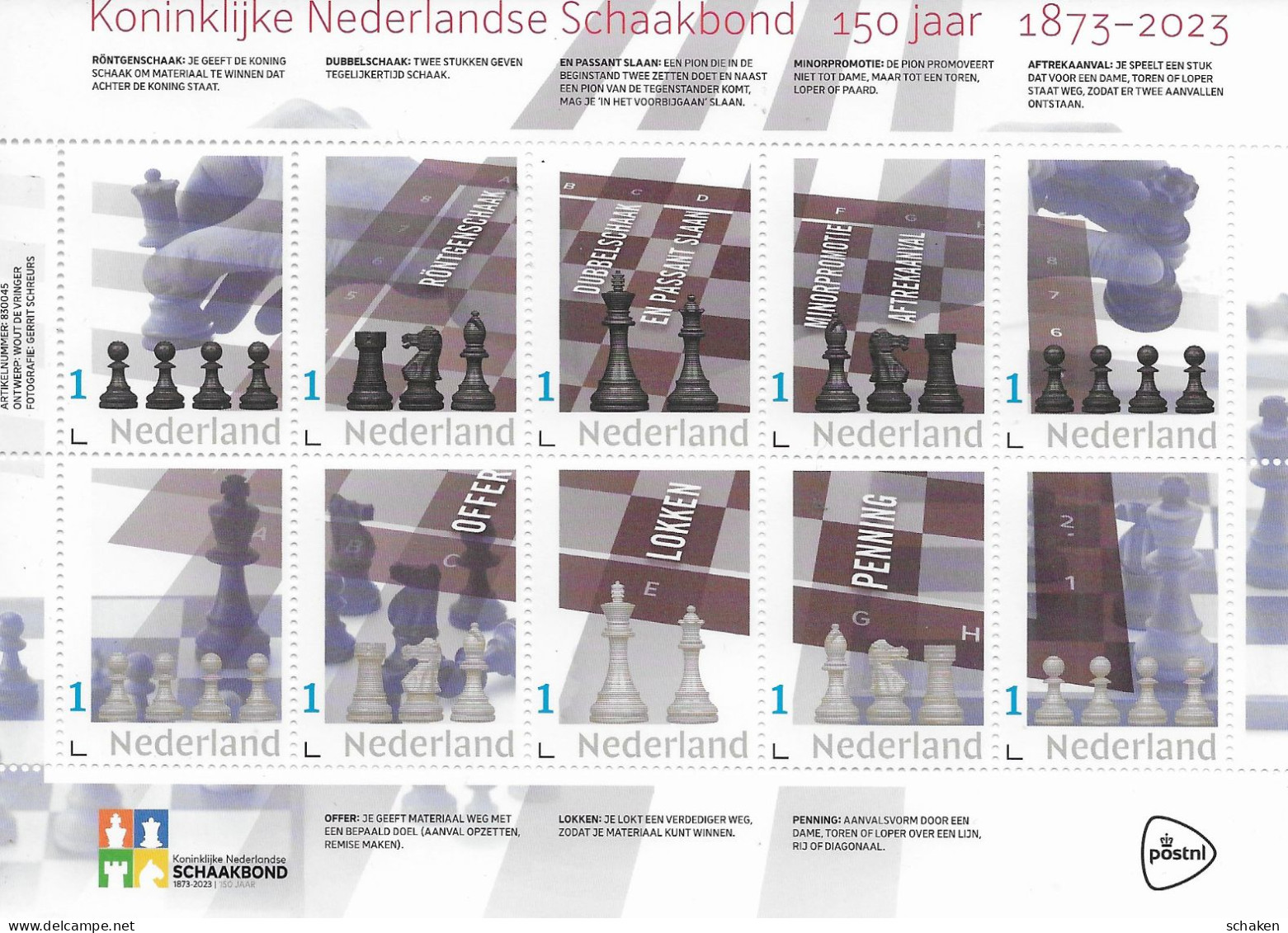 Netherlands 2023; 150 Yrs Dutch Chess KNSB Koninklijke Nederlandse Schaakbond - Unused Stamps