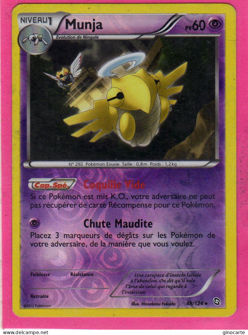 Carte Pokemon Francaise 2012 Noir Et Blanc Dragons Exaltés 48/124 Munja 60pv Reverse Occasion - Schwarze Und Weiße