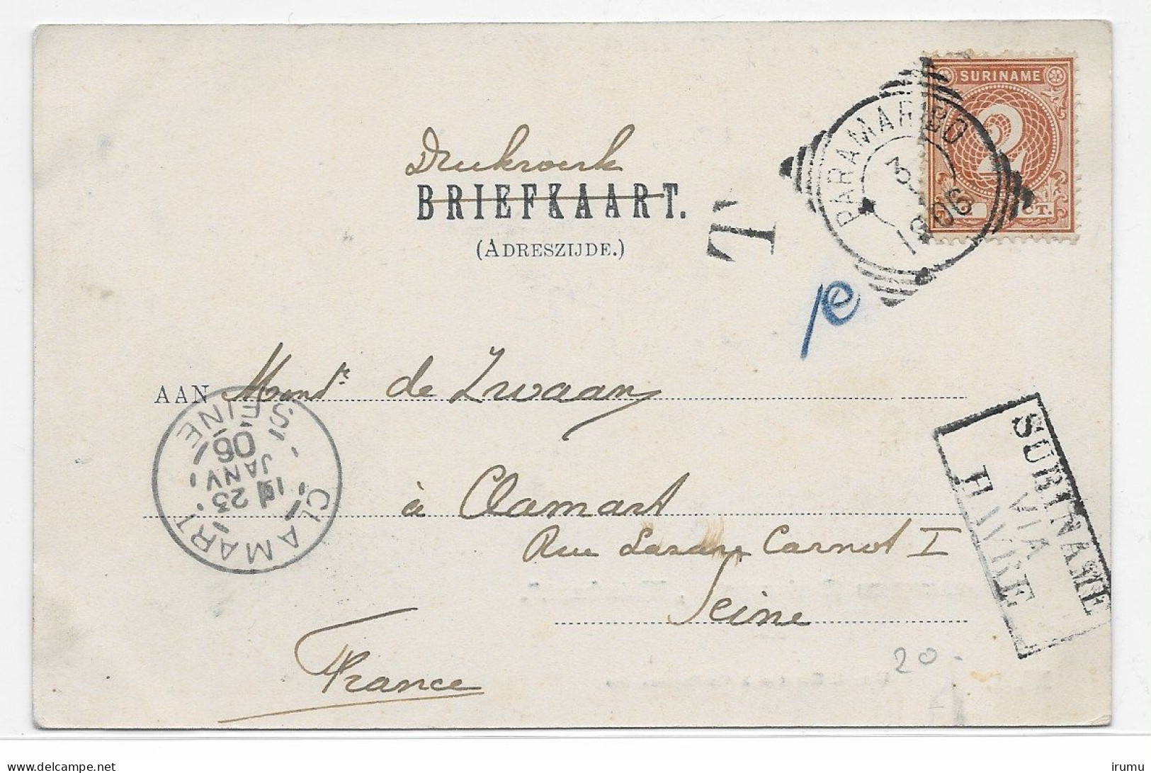 Suriname 1890, Printed Matter Rate Card To France (SN 2808) - Suriname ... - 1975