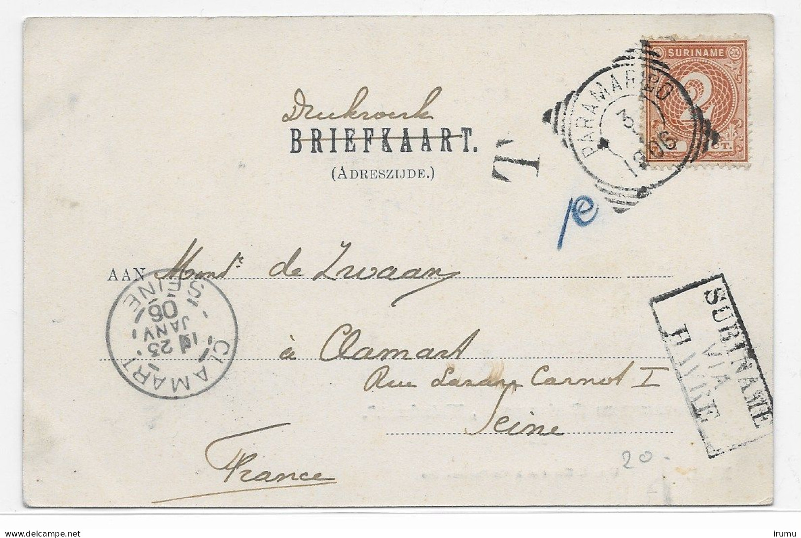 Suriname 1890, Printed Matter Rate Card To France (SN 2808) - Surinam ... - 1975