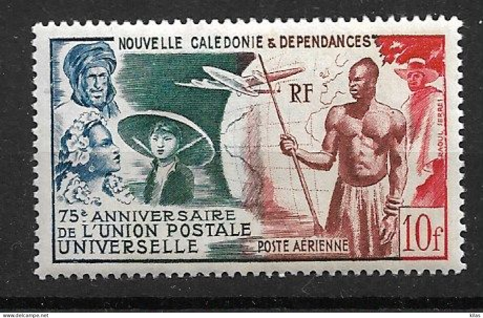 NEW CALEDONIA 1949 AIRMAL 75th UPU ANNIVERSARY  MNH - Ongebruikt