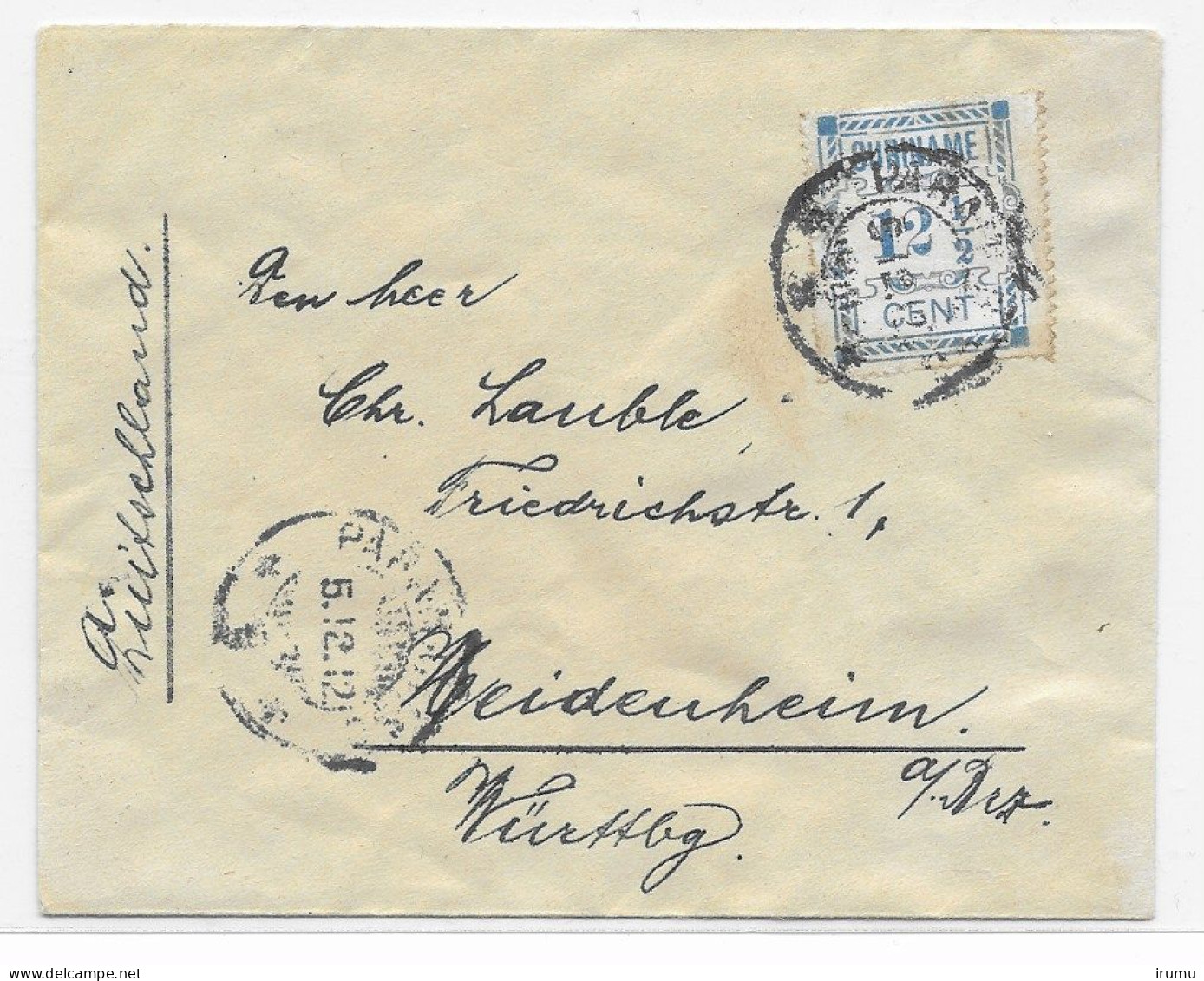 Suriname 1912, Letter To Germany With NVPH 68 (SN 2810) - Suriname ... - 1975