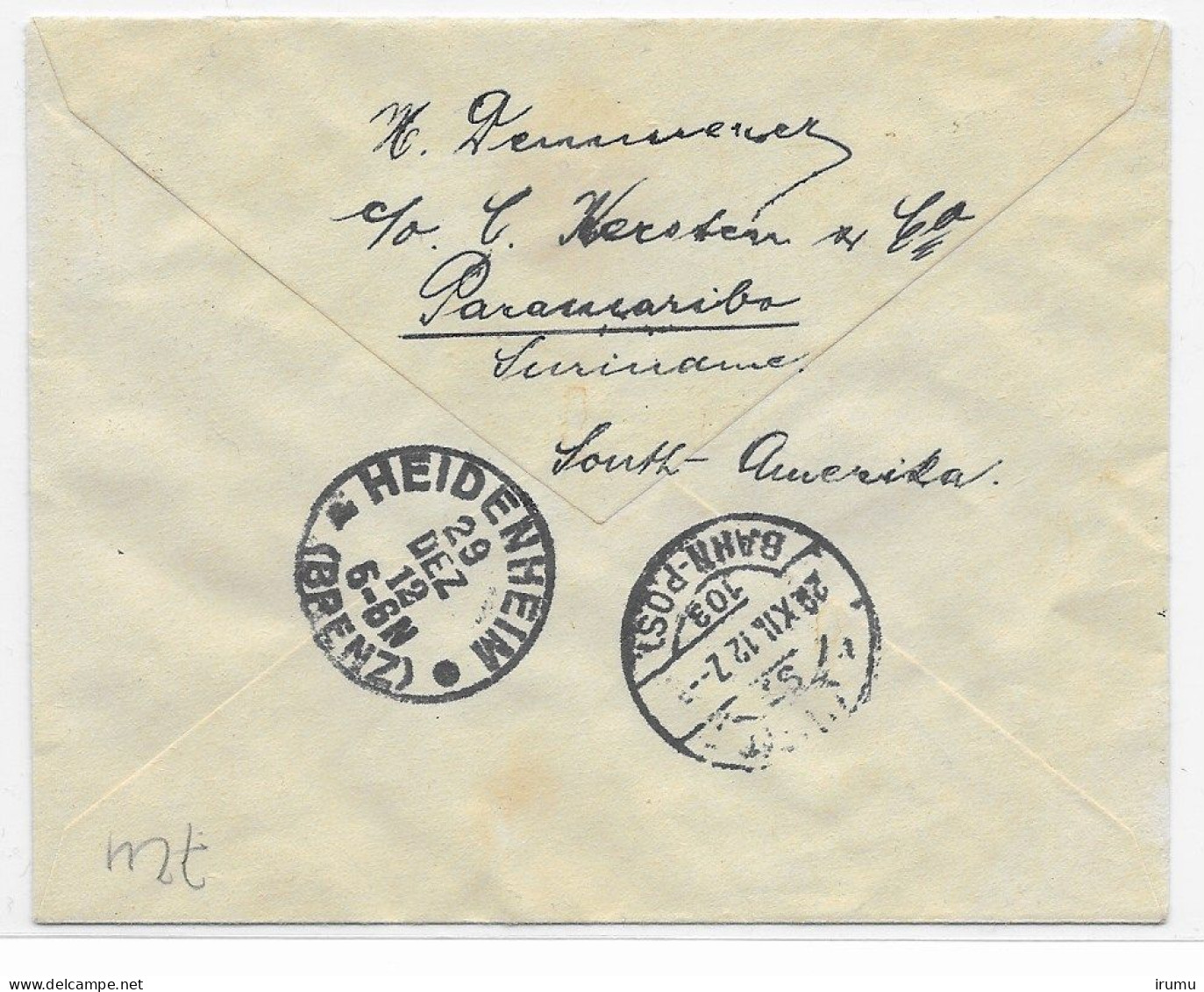 Suriname 1912, Letter To Germany With NVPH 68 (SN 2810) - Suriname ... - 1975