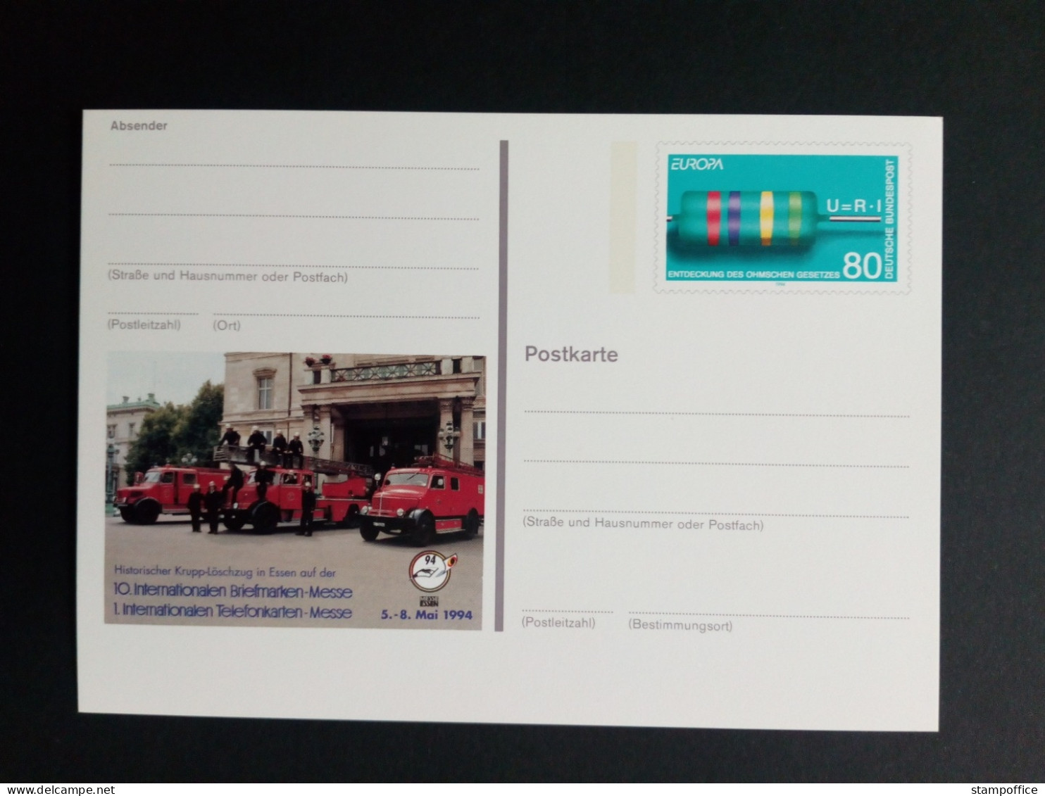 DEUTSCHLAND MI-NR. P So 33 POSTFRISCH(MINT) SONDERPOSTKARTE MESSE ESSEN`94 FEUERWEHR EUROPA 1994 ERFINDUNGEN - 1994