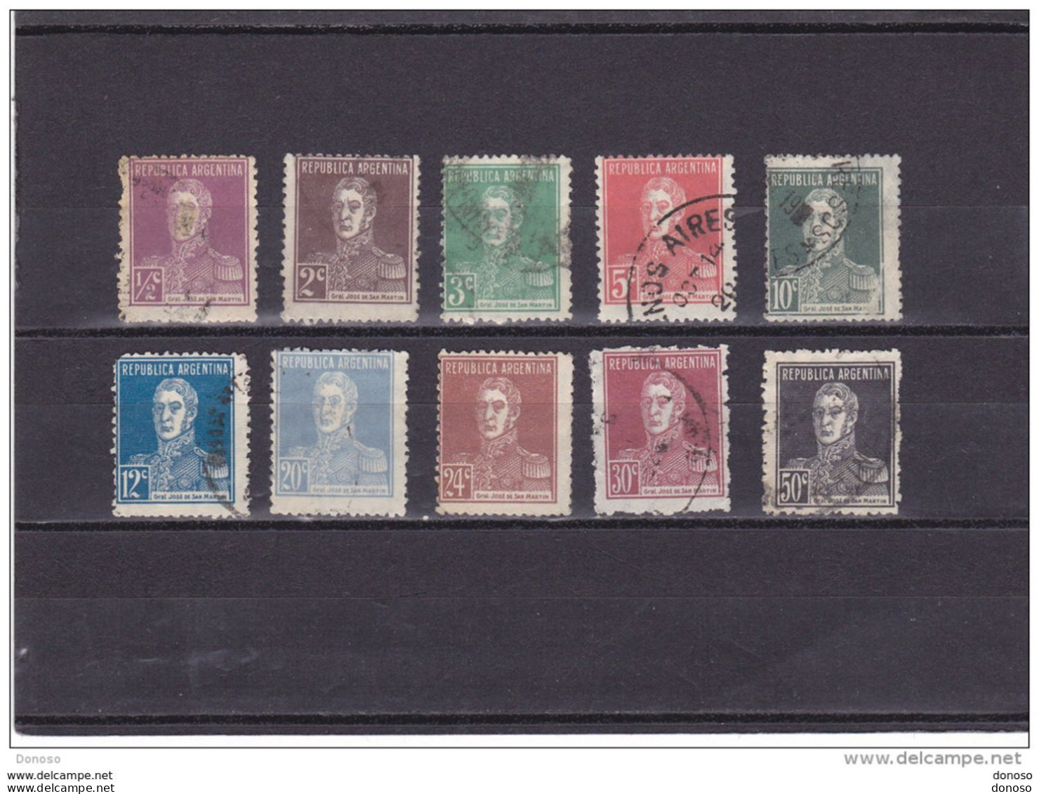 ARGENTINE 1923 Yvert  296 + 298-299 + 301-305 + 307-308 Oblitéré, Cote : 4.40 Euros - Gebraucht