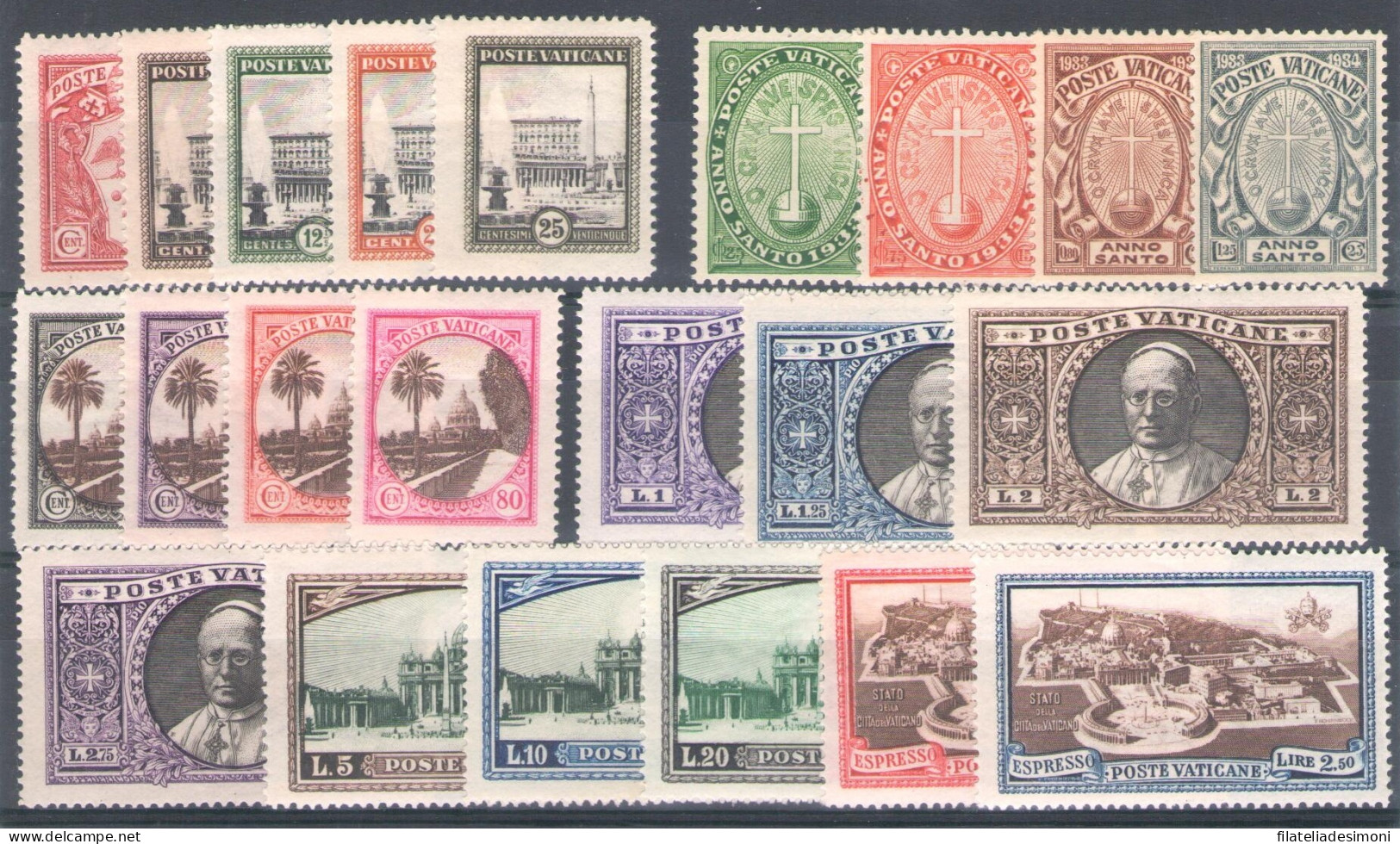 1933 Vaticano, Francobolli Nuovi, Annata Completa 22 Valori - MNH ** - Annate Complete