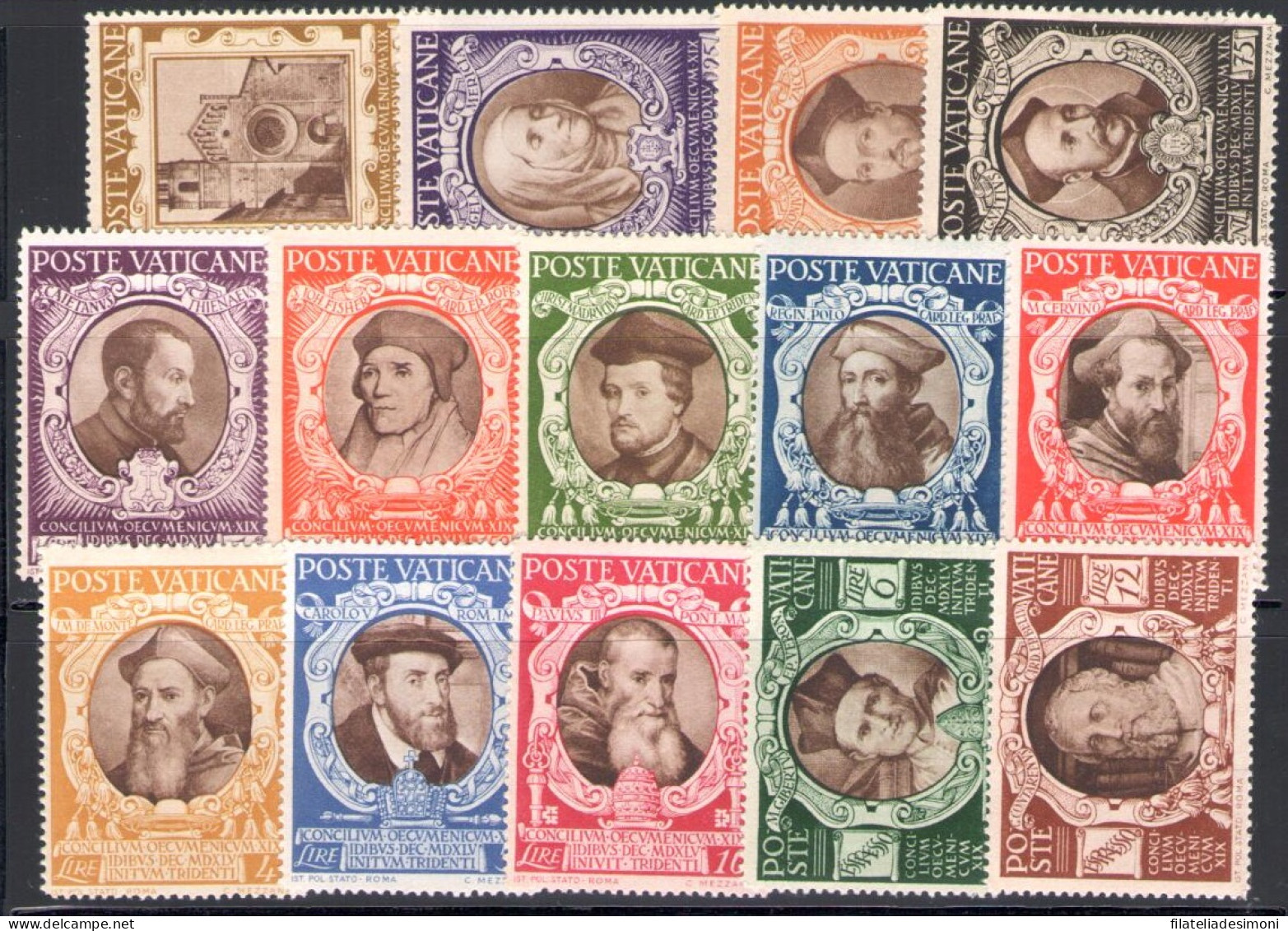 1946 Vaticano, Francobolli Nuovi, Annata Completa 14 Valori, 12 Posta ORDINARIA + 2 Espressi MNH ** - Full Years