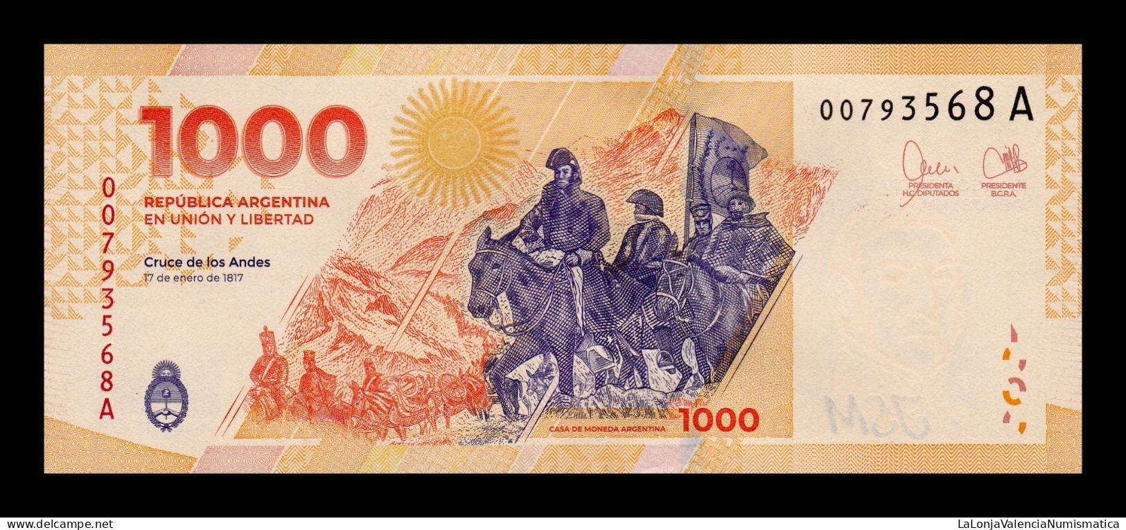 Argentina 1000 Pesos 2023 Pick 367 Serie A Sc Unc - Argentine