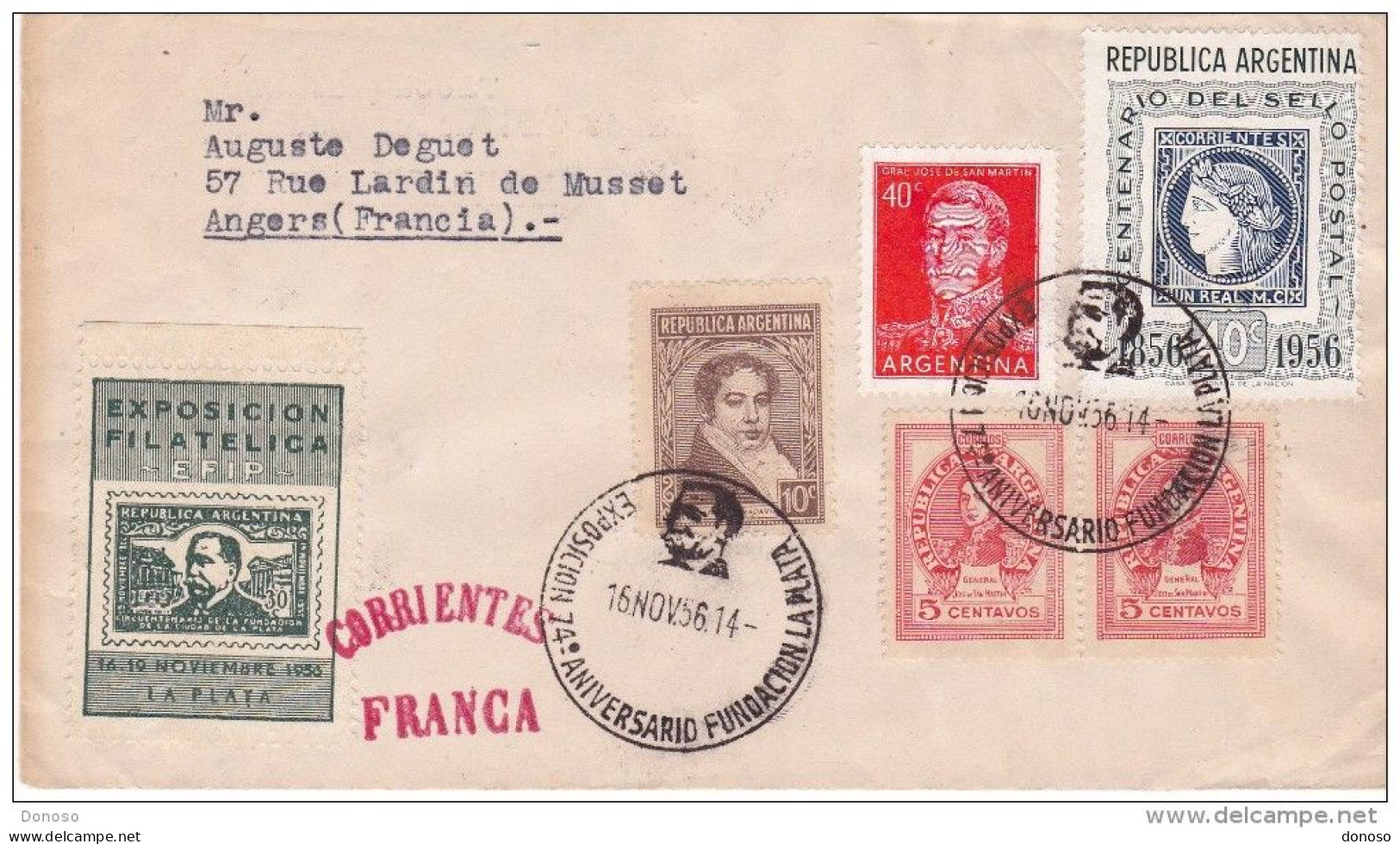 ARGENTINE 1956 Lettre Pour Angers - Covers & Documents