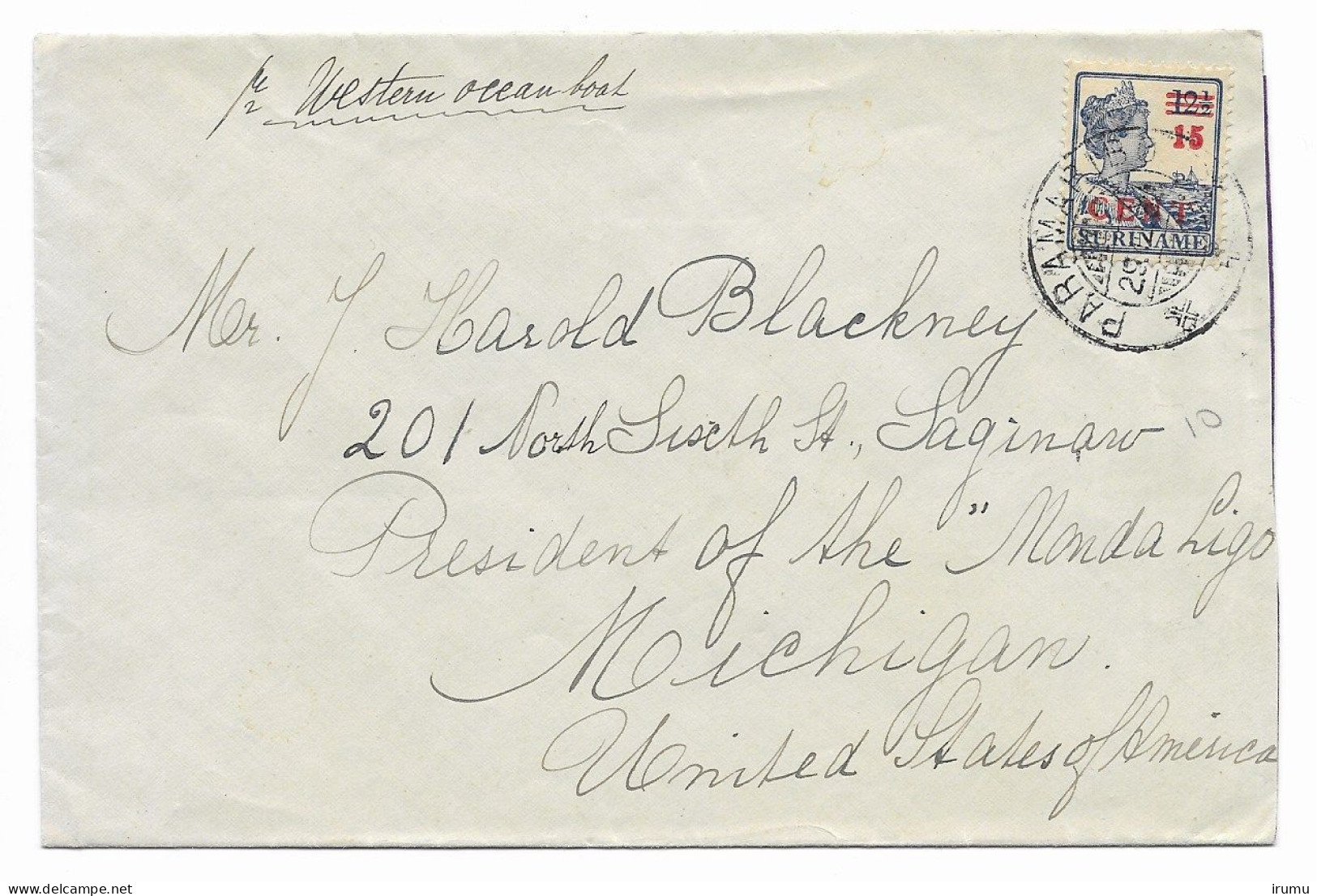 Suriname 1926?, Letter To US With NVPH 113 (SN 2818) - Suriname ... - 1975