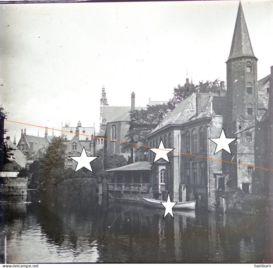 Glasplaat - Plaque Verre. Rozenhoedkaai - Huidenvettersplein, Ambachtshuis Van De Huidenvette. Brugge - Bruges - Glass Slides