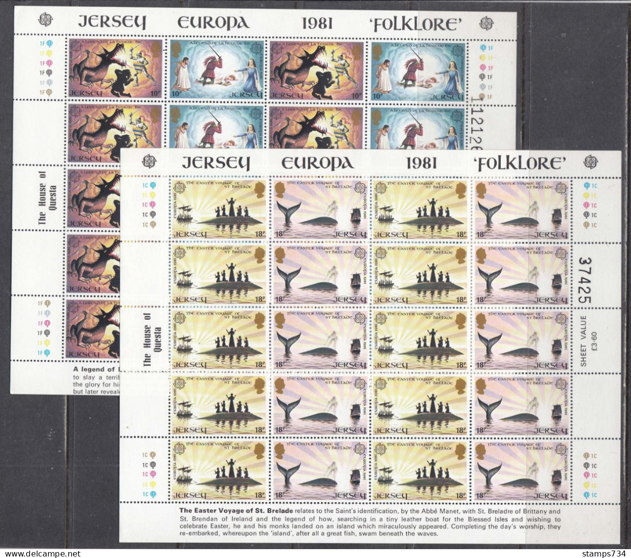 Jersey 1981 - EUROPA:Folklore, Mi-Nr. 253/56 In Full Sheets, MNH** - 1981