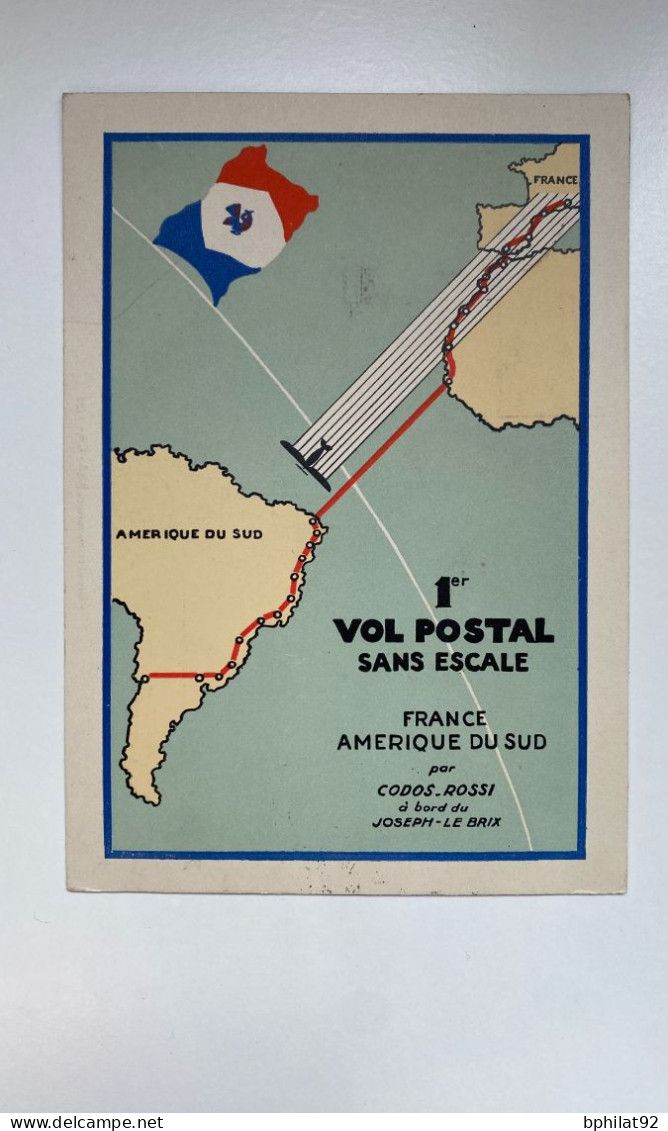 !!! COURRIER ACCIDENTÉ,CARTE POSTALE AIR FRANCE POUR AMÉRIQUE DU SUD RAID INTERROMPU CAP VERT 17/2/1935 - Unfallpost