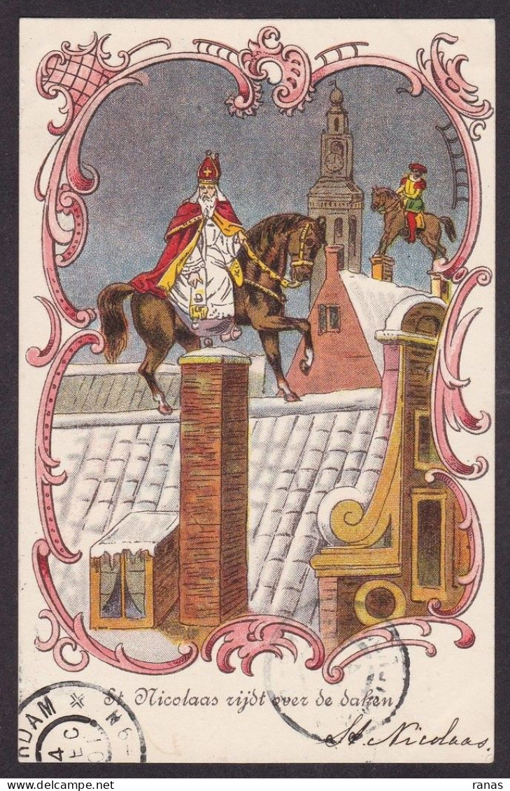 CPA Saint Nicolas Père Noël Santa Claus Nicolo Circulé - San Nicolás