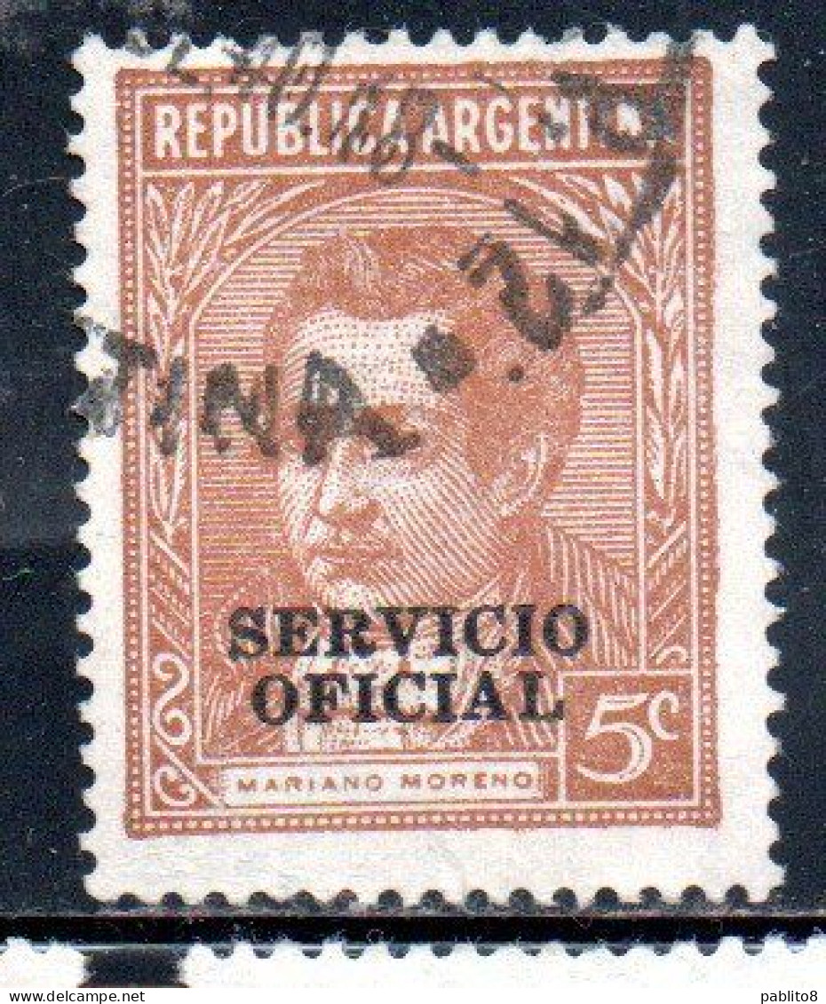 ARGENTINA 1938 1954 OFFICIAL STAMPS SERVICE SERVICIO OFICIAL OVERPRINTED 5c USED USADO - Servizio
