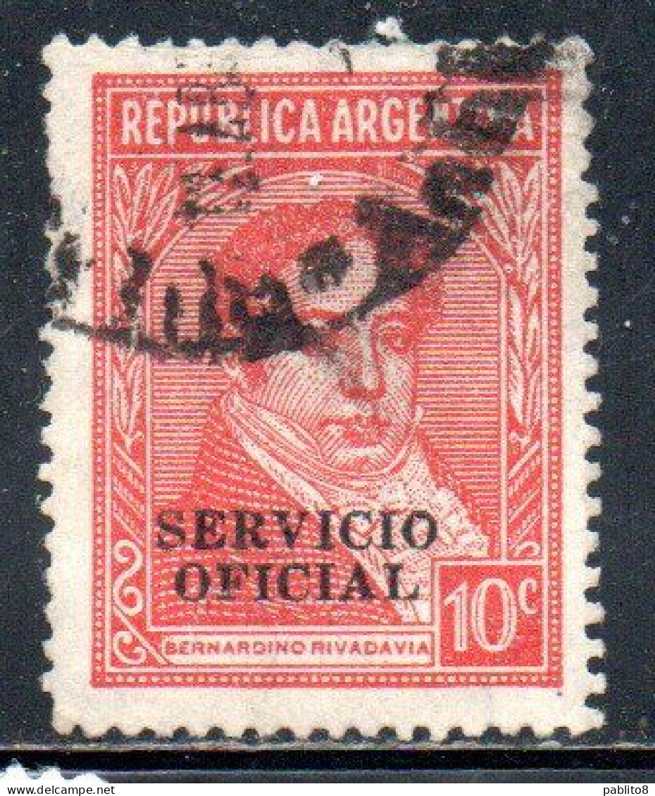 ARGENTINA 1938 1954 OFFICIAL STAMPS SERVICE SERVICIO OFICIAL OVERPRINTED 10c USED USADO - Dienstzegels