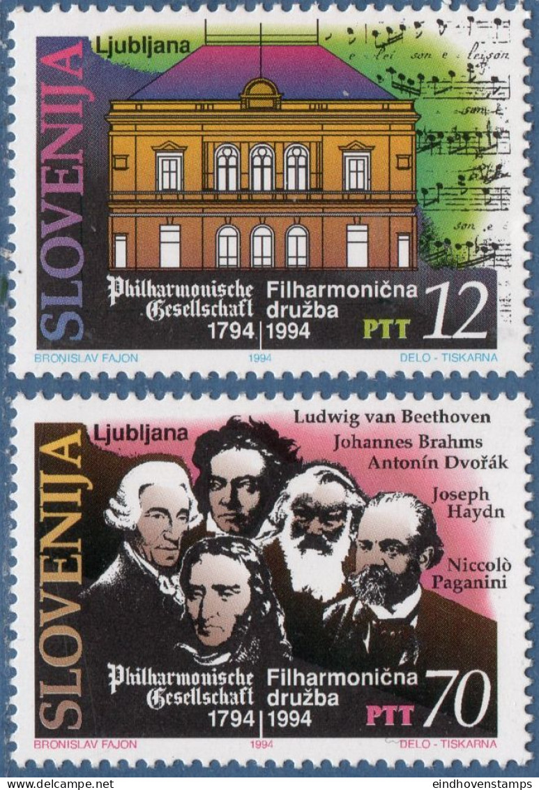 Slovenia 1994 Philharmonic Society 2 Values Music Beethoven, Brahms, Dvorak, Haydn, Paganini - Musique