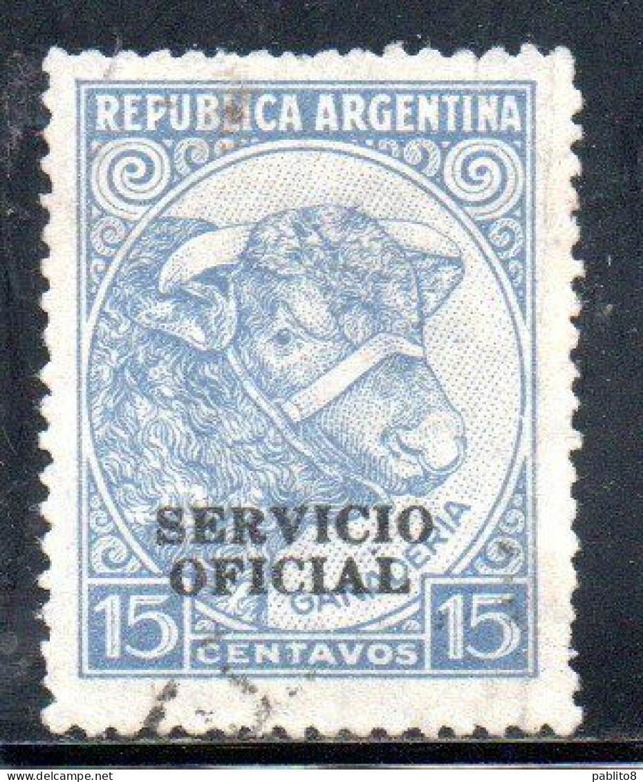 ARGENTINA 1938 1954 1939 OFFICIAL STAMPS SERVICE SERVICIO OFICIAL OVERPRINTED 15c USED USADO - Dienstzegels